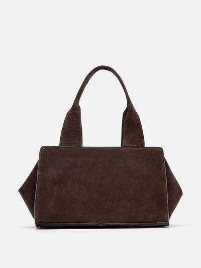 Zara Double handle split suede leather bag at Collagerie