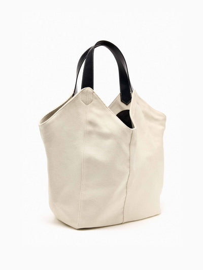 Zara Cream contrast canvas tote bag at Collagerie