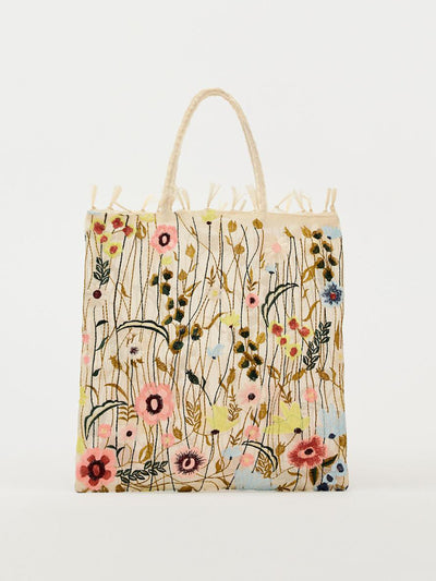 Zara Embroidered fabric shopper bag at Collagerie