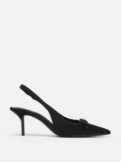Zara Fabric slingback heels with bow at Collagerie