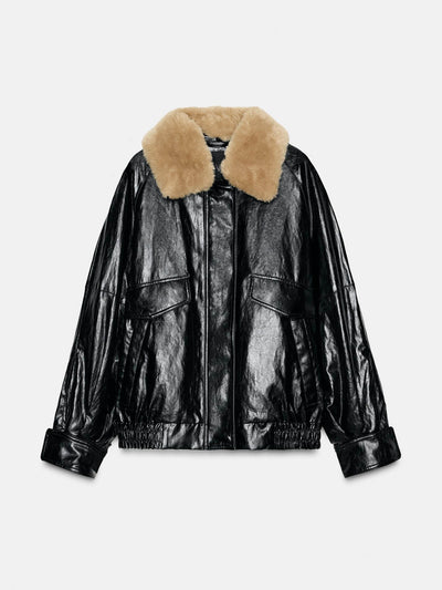 Zara Faux fur collar jacket zw collection at Collagerie