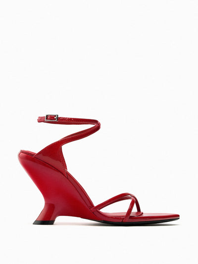 Zara Red wedge sandals at Collagerie