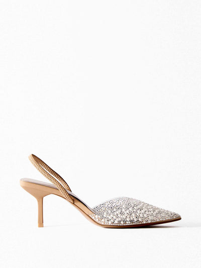 Zara Faux pearl high-heel slingback at Collagerie