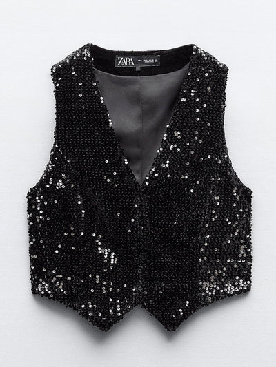 Zara Fitted sequinned waistcoat at Collagerie