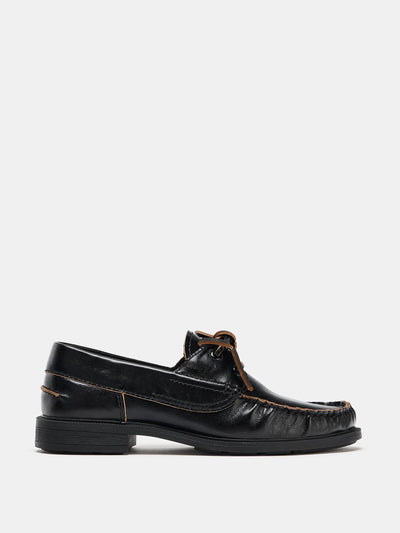 Zara Flat leather deck shoes at Collagerie