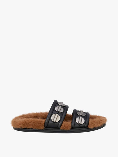 Zara Leather flat slider sandals at Collagerie