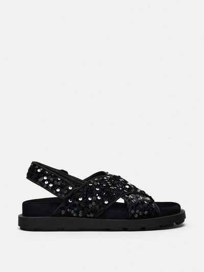 Zara Flat slider sandals with sequins at Collagerie