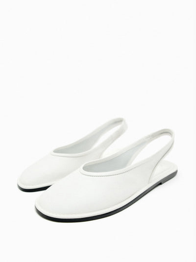 Zara Flat slingback shoe in white at Collagerie