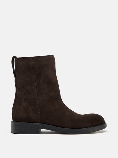 Zara Flat split suede ankle boots at Collagerie
