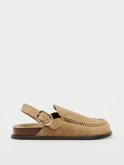 Zara Flat split suede clogs at Collagerie