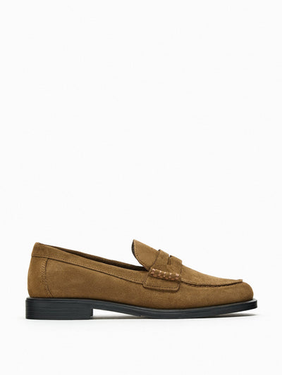 Zara Flat split suede loafers at Collagerie