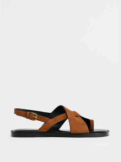 Zara Flat split suede strappy sandals at Collagerie