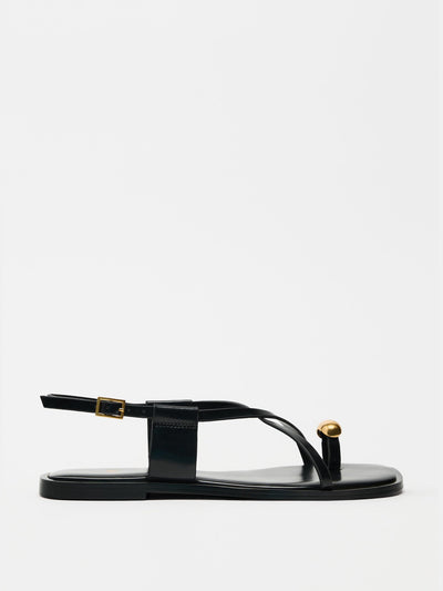 Zara Flat strap sandals with metal adornment at Collagerie