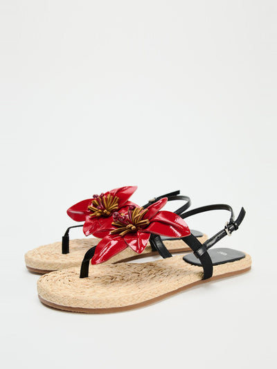 Zara Floral flat slider sandals at Collagerie