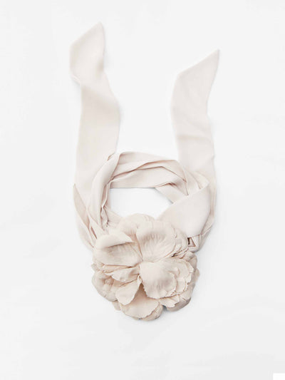 Zara Cream floral neck bow at Collagerie