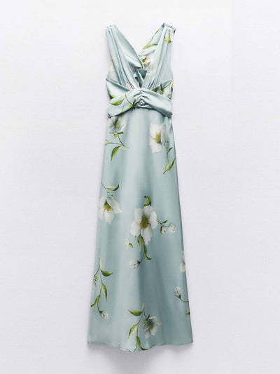 Zara Floral print satin midi dress at Collagerie