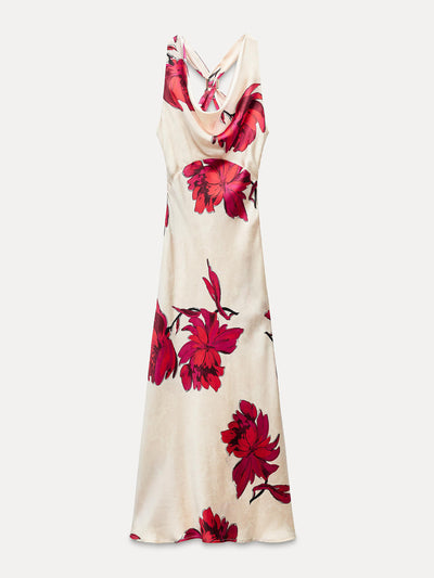 Zara Floral print satin midi dress at Collagerie