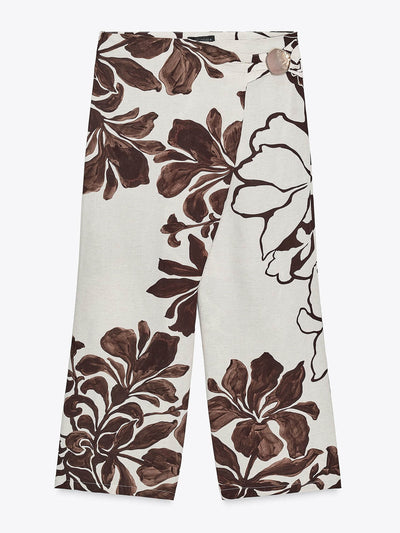 Zara Floral print wrap trousers at Collagerie