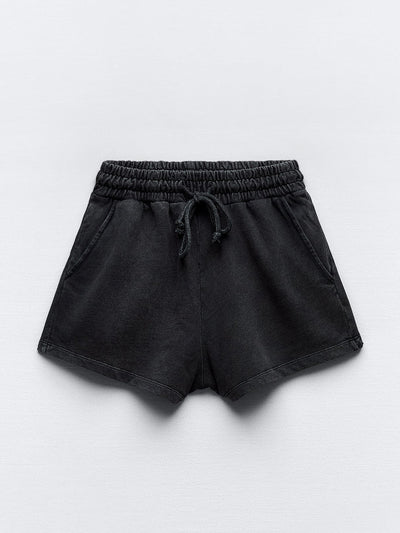 Zara Faded-effect plush high-waist shorts at Collagerie