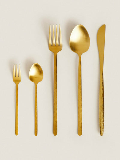 Zara Home Hammered gold cutlery at Collagerie