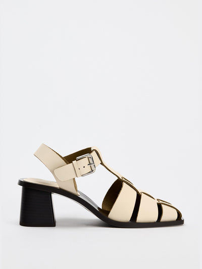 Zara Heeled leather cage sandals at Collagerie