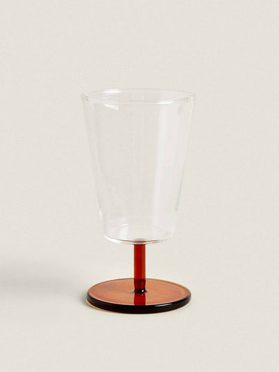 Zara Home Borosilicate wine glass with coloured stem at Collagerie