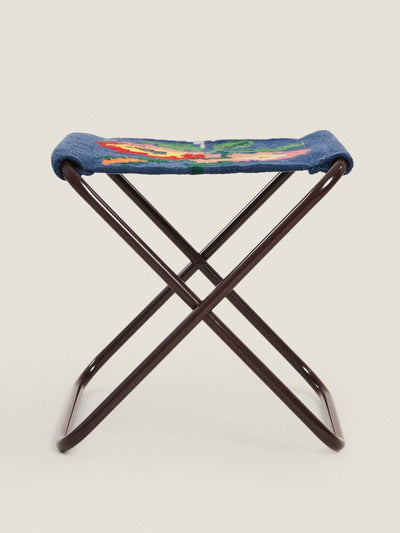 Zara Home Multicolored wool folding stool at Collagerie