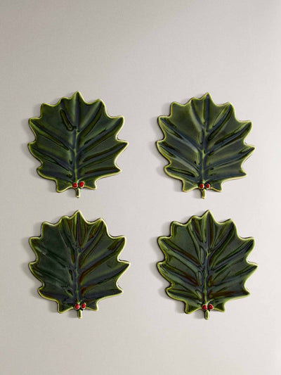 Zara Home Stoneware holly Christmas coasters (set of 4) at Collagerie