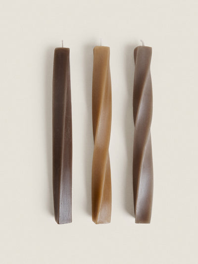 Zara Home Brown spiral candles (set of 3) at Collagerie