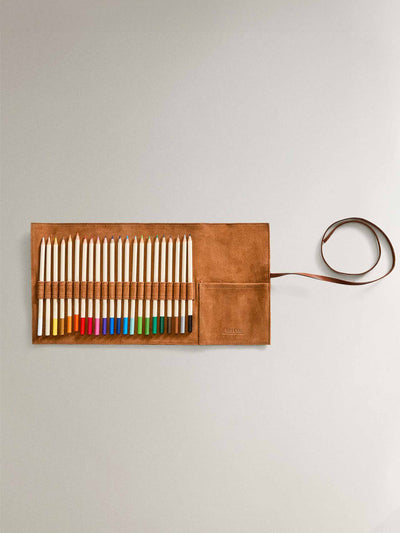 Zara Home Split leather case with viarco pencils at Collagerie