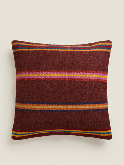Zara Home Striped woollen throw pillow cover at Collagerie