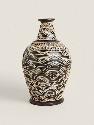 Zara Home Terracotta and rattan vase at Collagerie