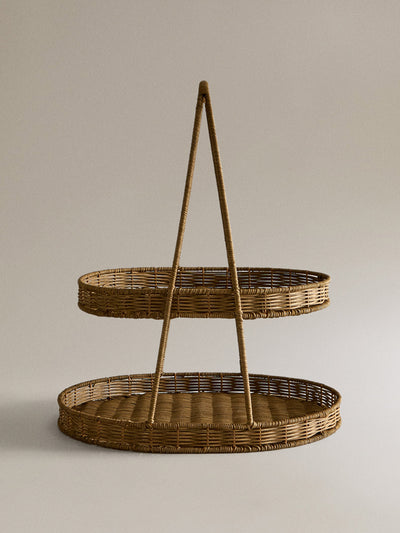 Zara Home Two-tier rattan tray with handle at Collagerie