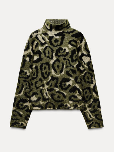 Zara Jacquard animal print knit sweater at Collagerie