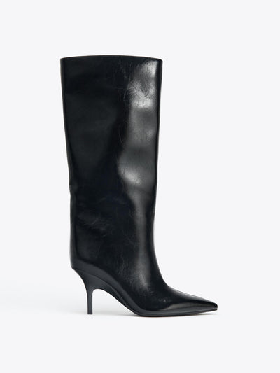 Zara Kitten heel knee-high boots at Collagerie