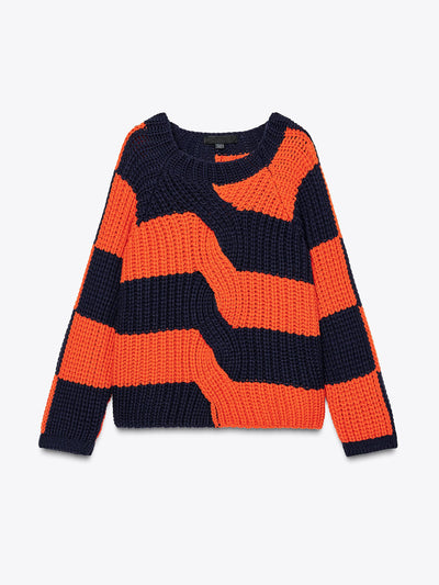 Zara Knit oversized sweater with stripes at Collagerie