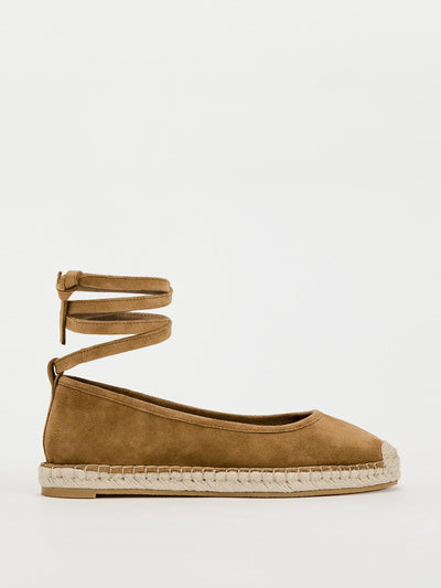 Zara Lace up split leather espadrilles at Collagerie