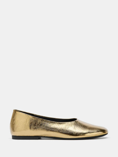 Zara Laminated leather ballerinas at Collagerie