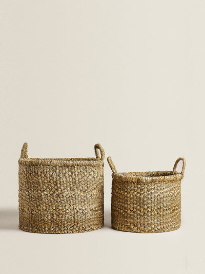 Zara Home Large seagrass basket with handles at Collagerie