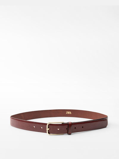 Zara Leather belt with square buckle at Collagerie