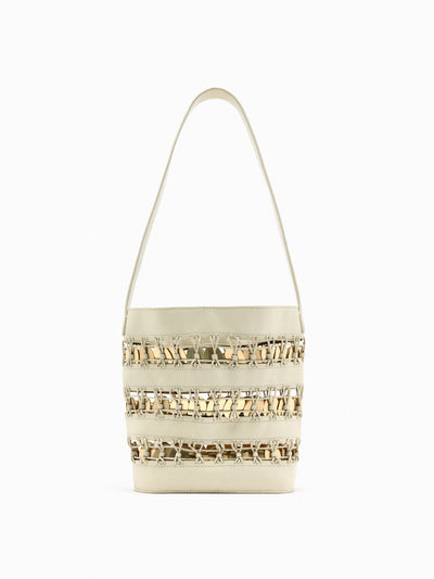 Zara Leather bucket bag with coins at Collagerie