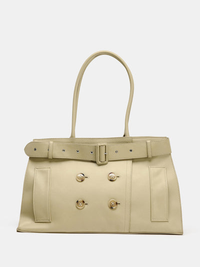 Zara Leather city bag with belt detail at Collagerie