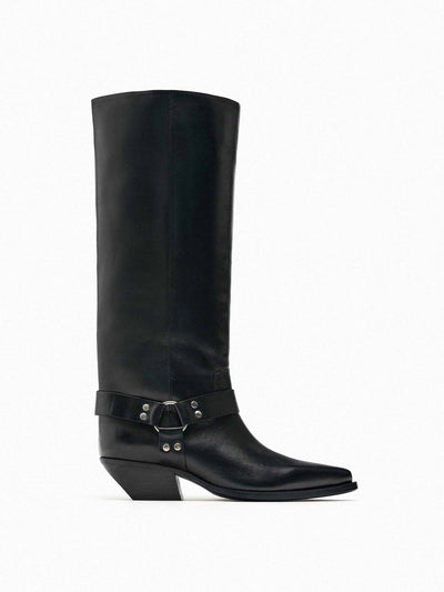 Zara Leather cowboy boots at Collagerie