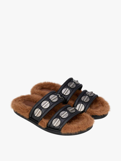 Zara Faux-fur and leather flat sandals at Collagerie