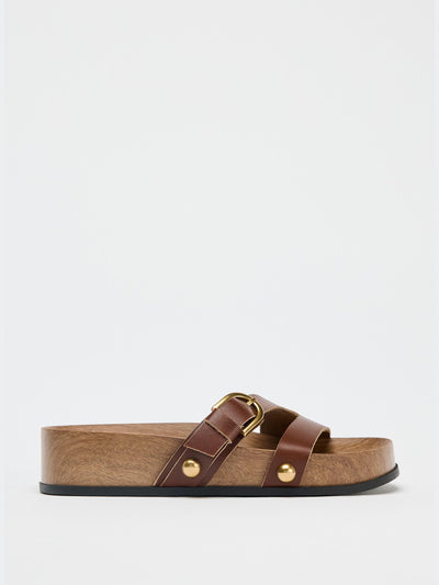 Zara Leather strappy platform sandals at Collagerie