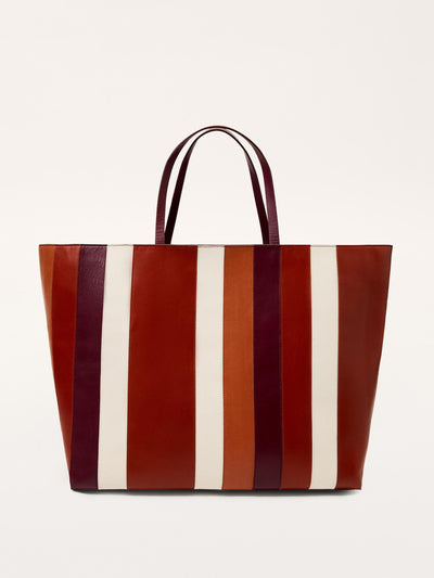 Zara Leather striped maxi shopper bag at Collagerie