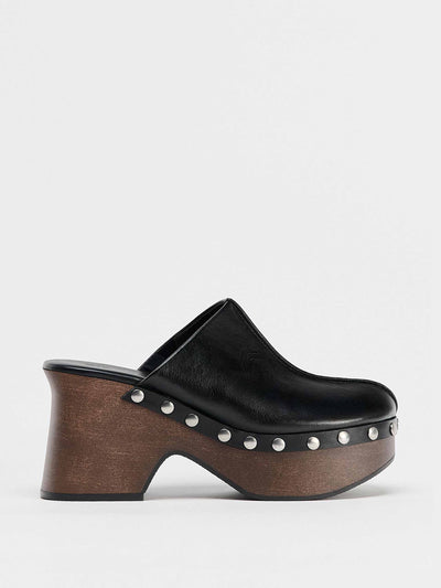 Zara Leather studded clogs at Collagerie