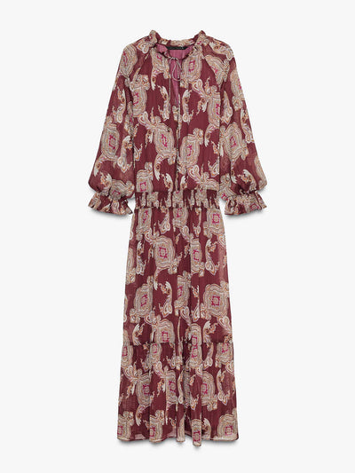 Zara Long metallic thread printed dress at Collagerie