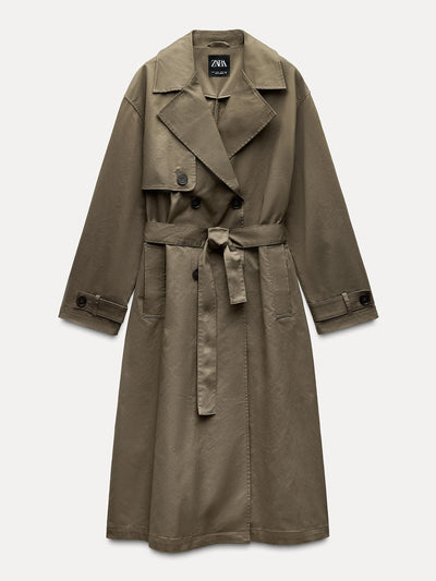 Zara Long trench coat with belt at Collagerie