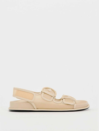 Zara Mesh flat slider sandals with buckles at Collagerie